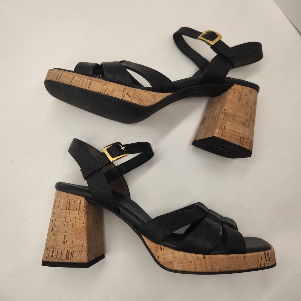 Paul Green sandals women's 10 black leather Tina chunky Made in Austria new $429